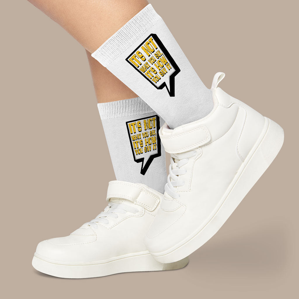 Quote Printed Socks - Best Print Novelty Socks - Themed Crew Socks