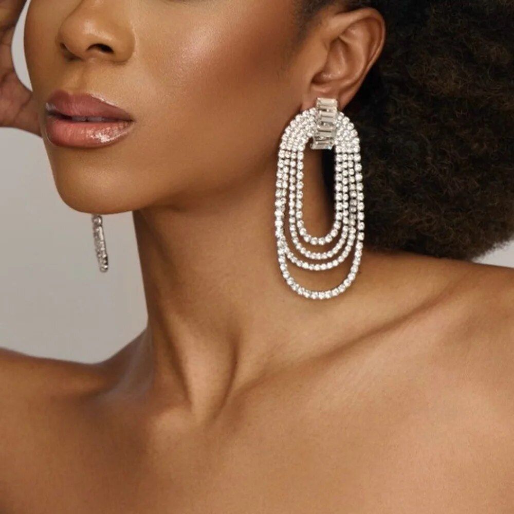 Zirconia Layered Statement Earrings