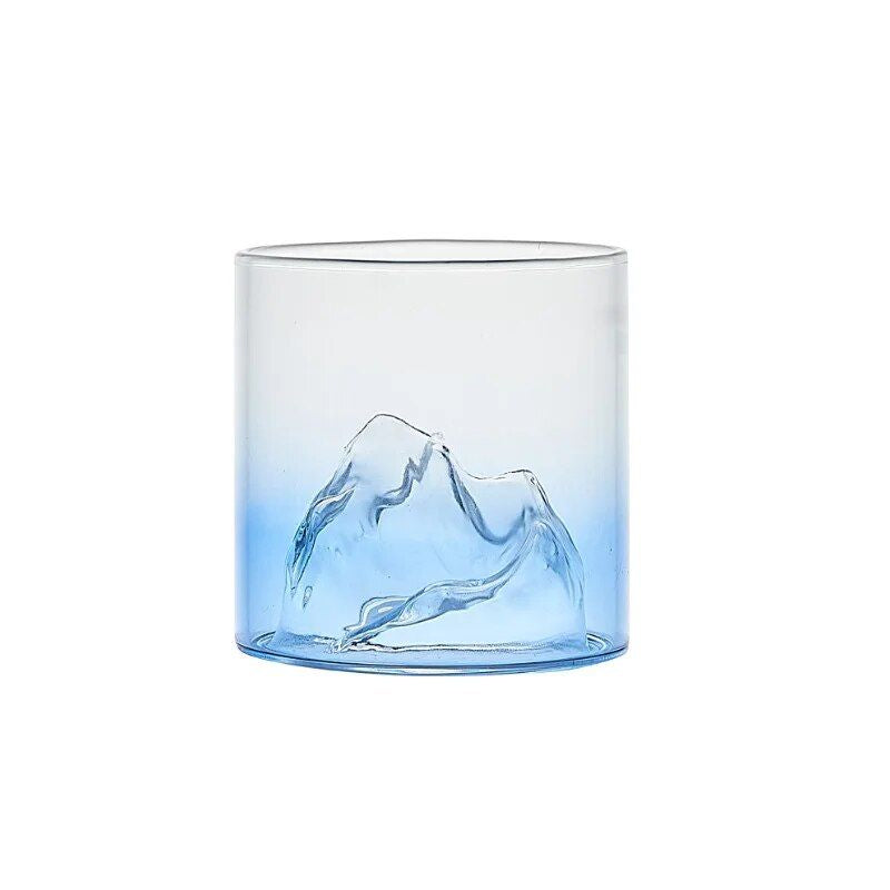 Elegant 3D Mountain Glass Whisky Cup - Artistic Fuji Design Drinkware