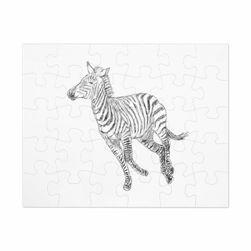 Home Decor, Puzzle Print for Children or Adults, Galloping Zebra Line