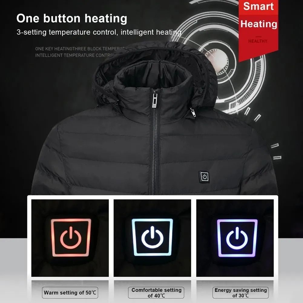 USB Electric Heated Jacket for Men with 9 Heating Zones