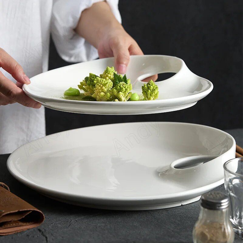 Elegant White Ceramic Round Plate