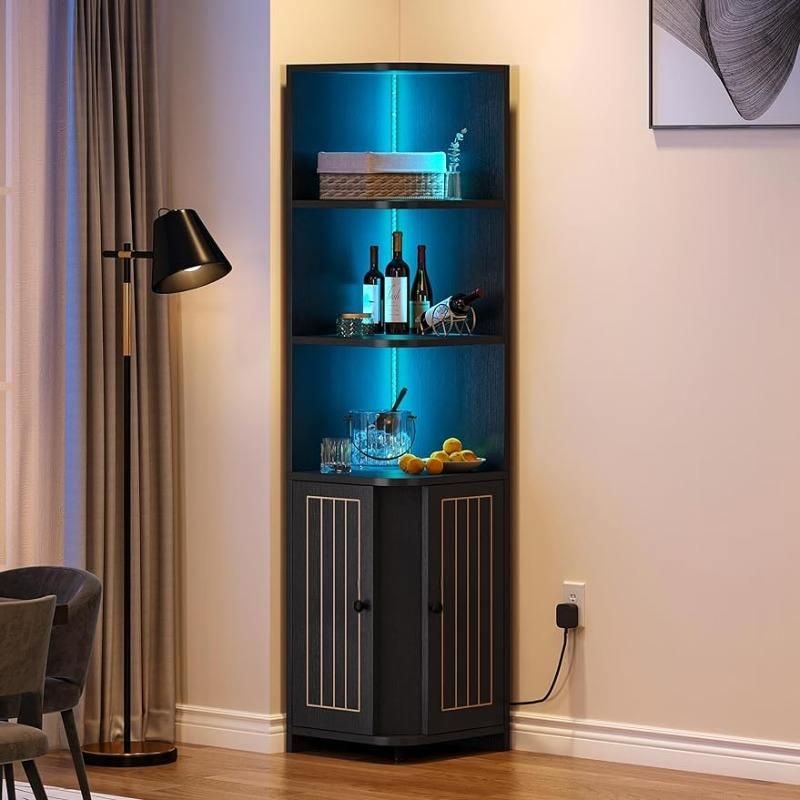 Modern LED-Lit Corner Cabinet