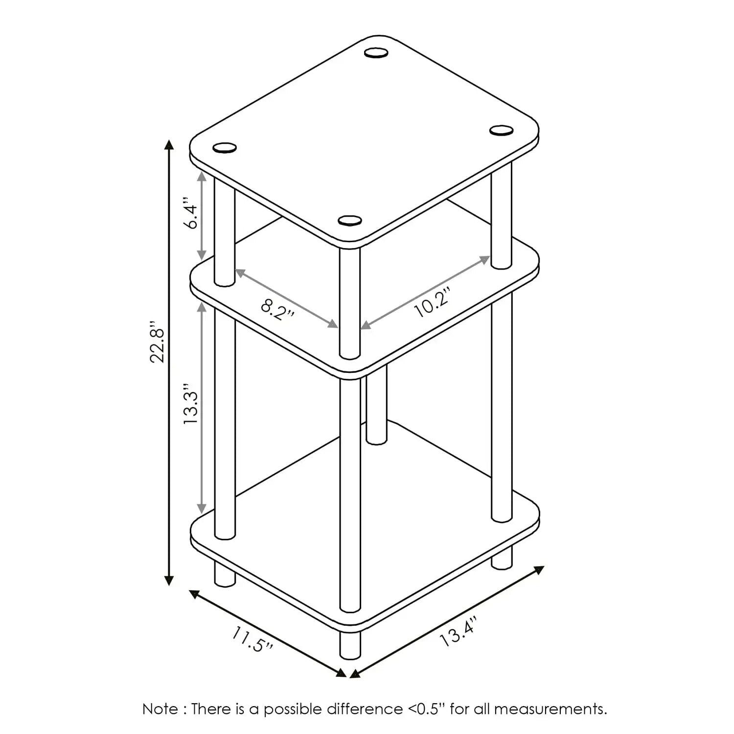 Minimalist Modern 3-Tier End Table