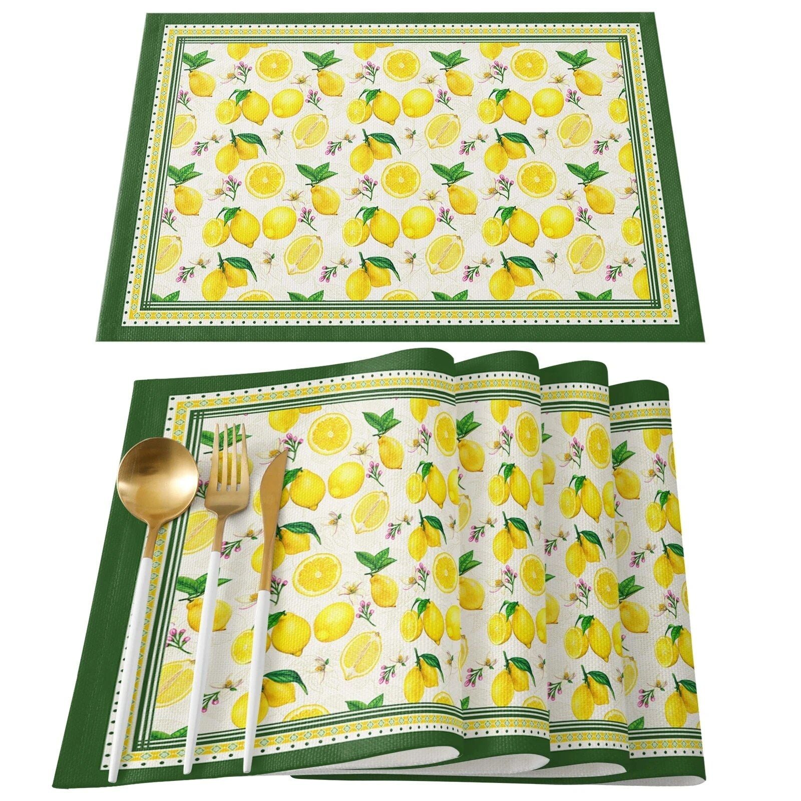 Charming Lemon Plaid Linen Placemat - Heat Resistant, Eco-Friendly Table Decor