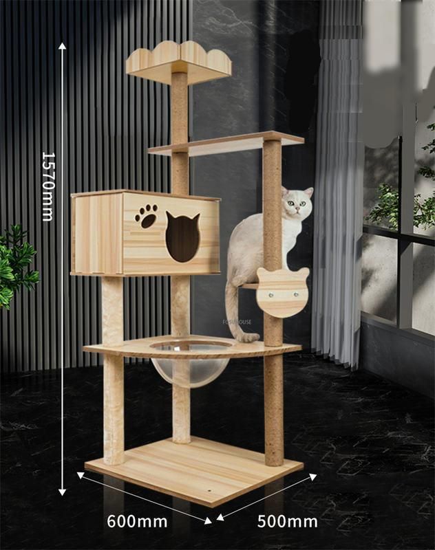 Luxury 5-Tier Wooden Cat Tower