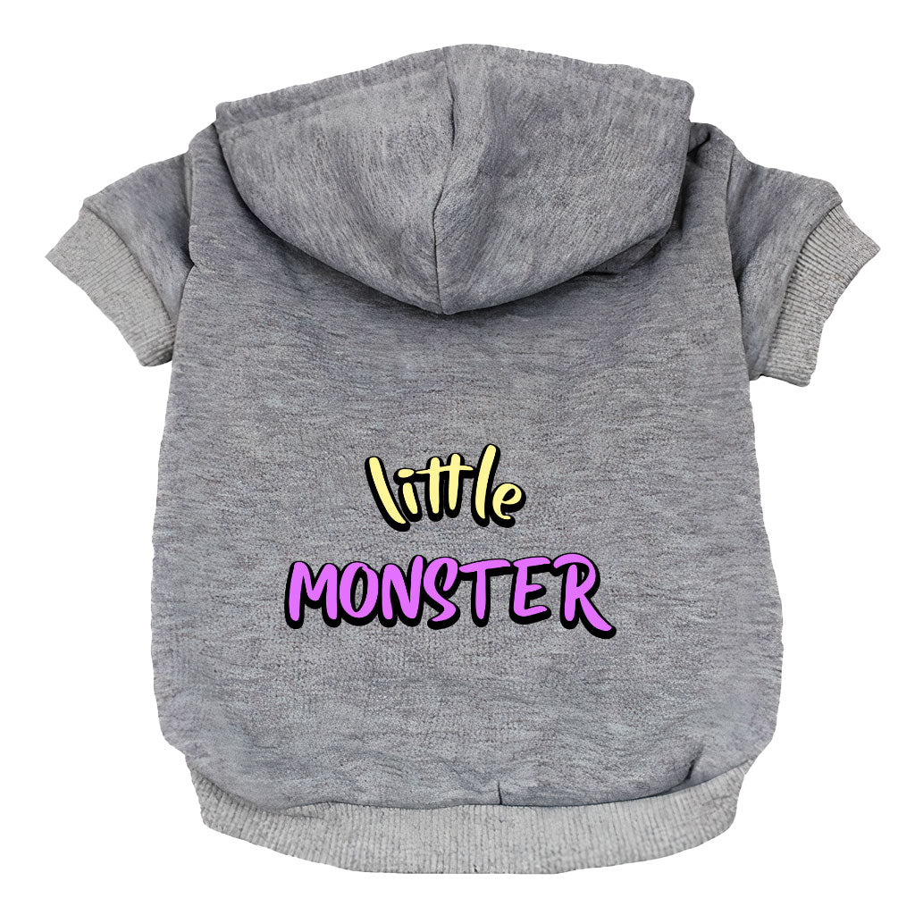 Little Monster Dog Hoodie - Unique Dog Coat - Word Print Dog Clothing