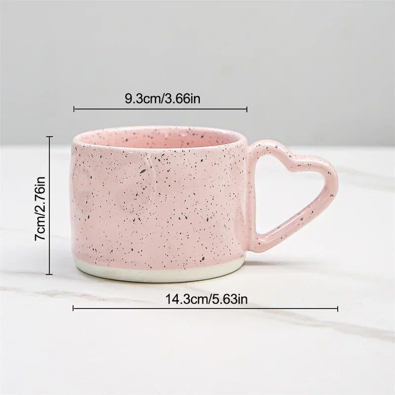 Charming Pink Love-Handle Ceramic Mug - Perfect for Coffee, Oatmeal, and More