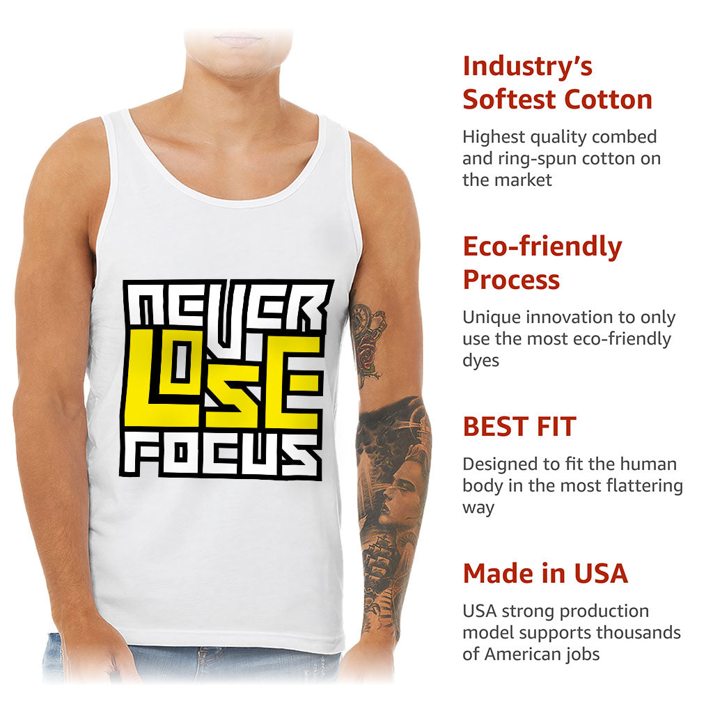 Never Lose Focus Tank - Inspirational Workout Tank - Printed Jersey Tank