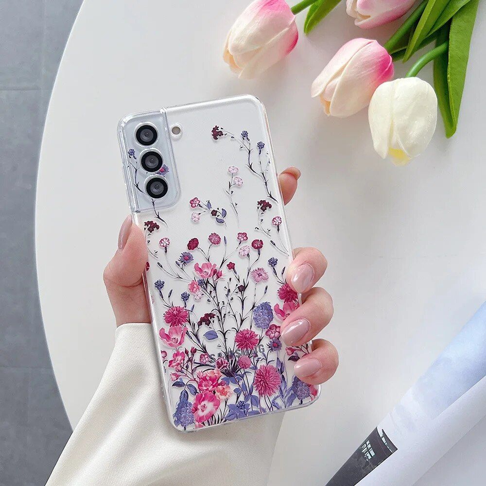 Ultra Clear Floral Painted Silicone Phone Case for Samsung Galaxy S Series