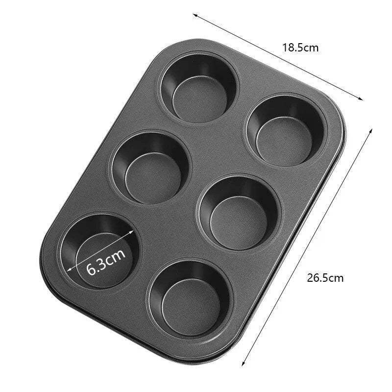 Deluxe Non-Stick Carbon Steel Muffin & Cupcake Baking Pan - 6/12 Cups, Oven and Microwave Safe