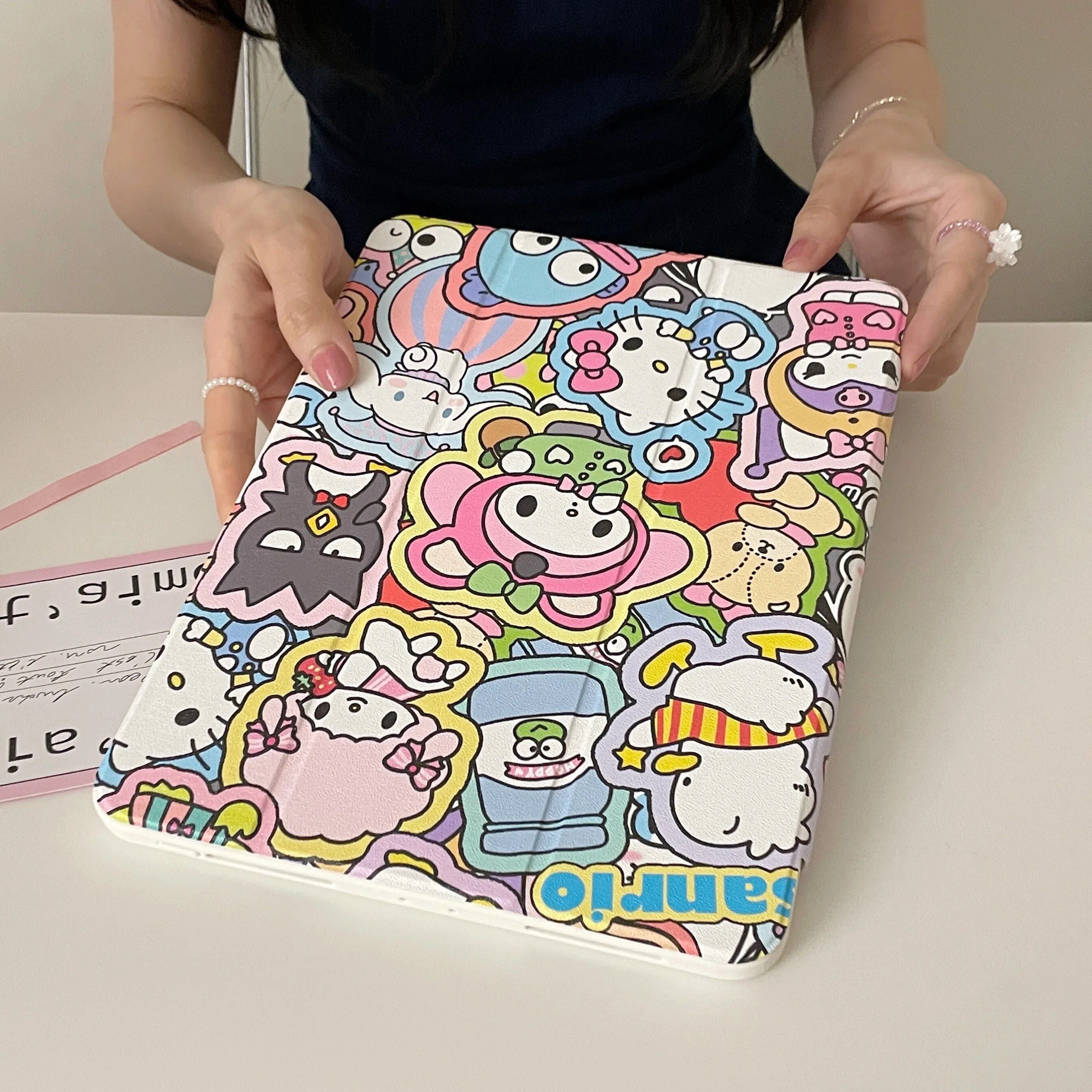 Chic Hello Kitty Kuromi iPad Case with Pen Slot