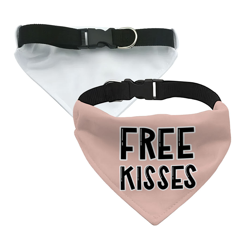 Free Kisses Pet Bandana Collar - Word Print Scarf Collar - Minimalist Dog Bandana