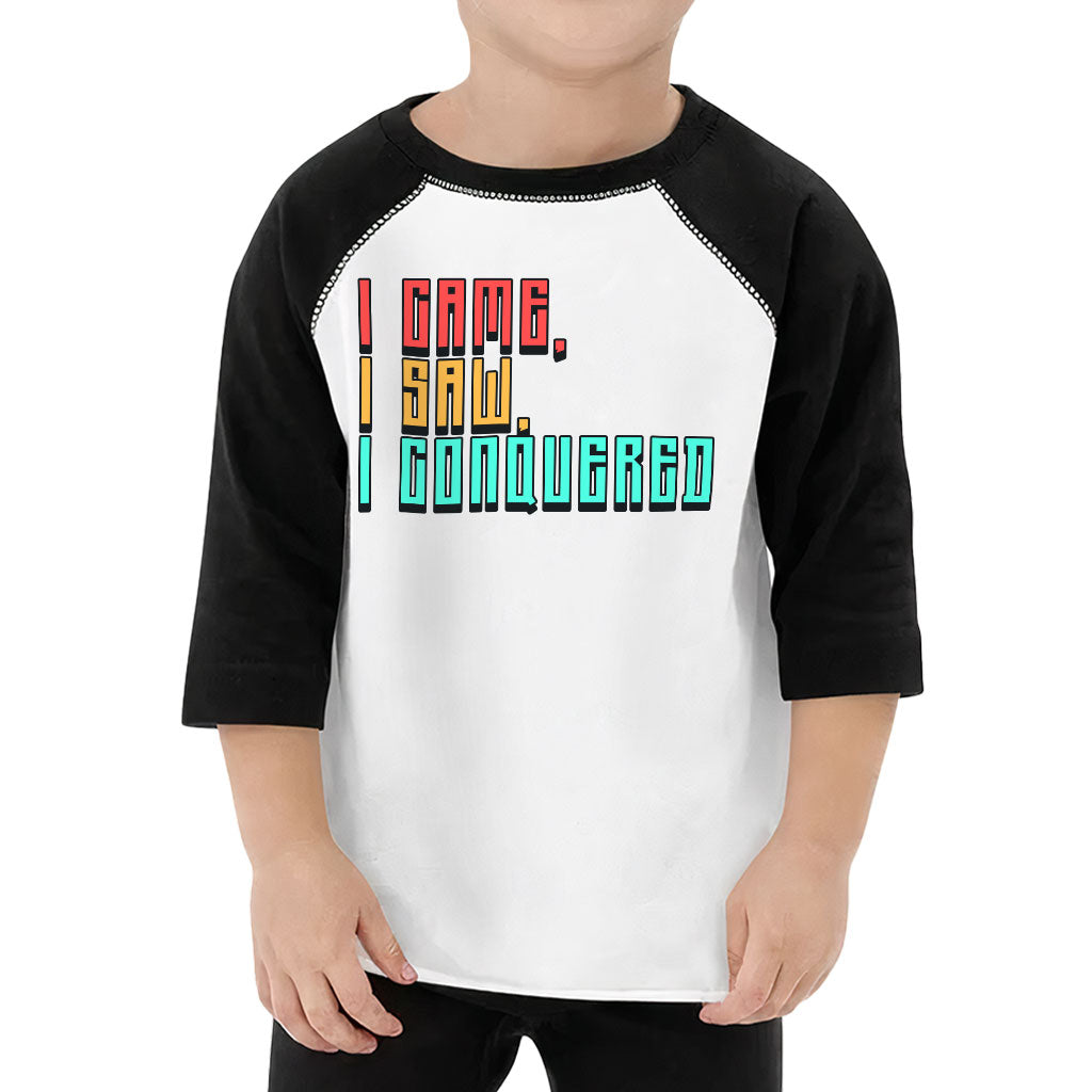 I Came I Saw I Conquered Toddler Baseball T-Shirt - Cool 3/4 Sleeve T-Shirt - Best Selling Kids' Baseball Tee