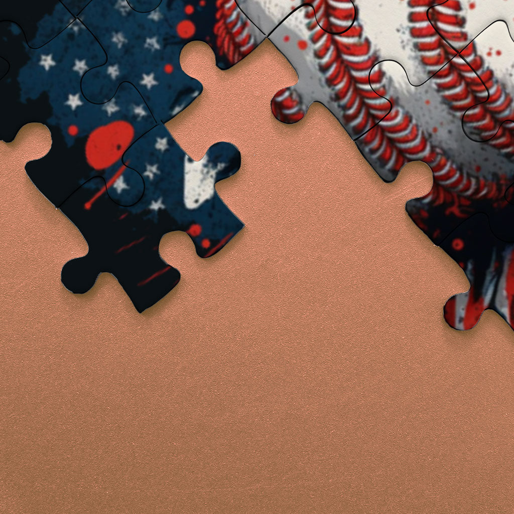 American Flag Baseball Puzzles - Patriotic Jigsaw Puzzle - Cool Design Puzzles