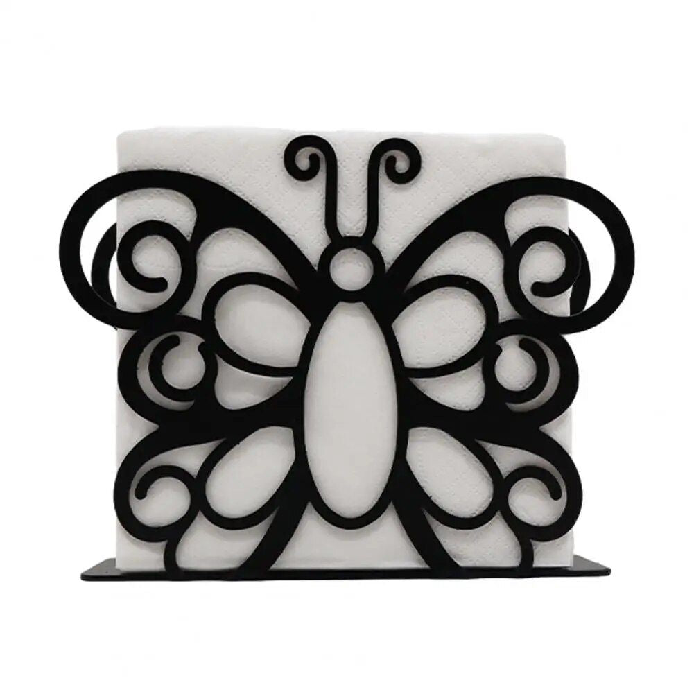 Elegant Iron Tissue Holder with Solid Base and Exquisite Pattern