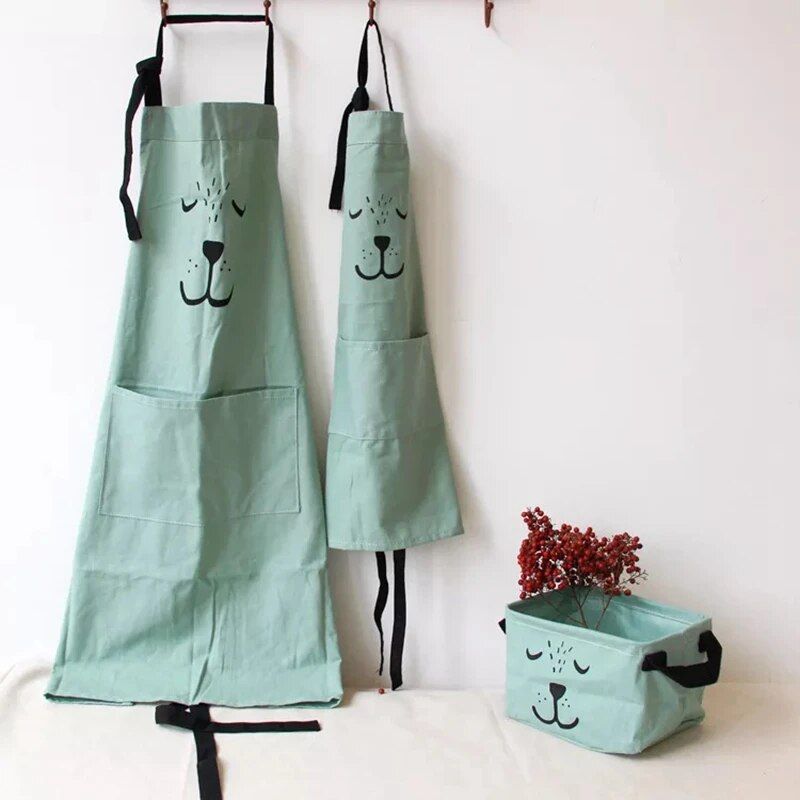 Charming Cartoon Bear Family Aprons