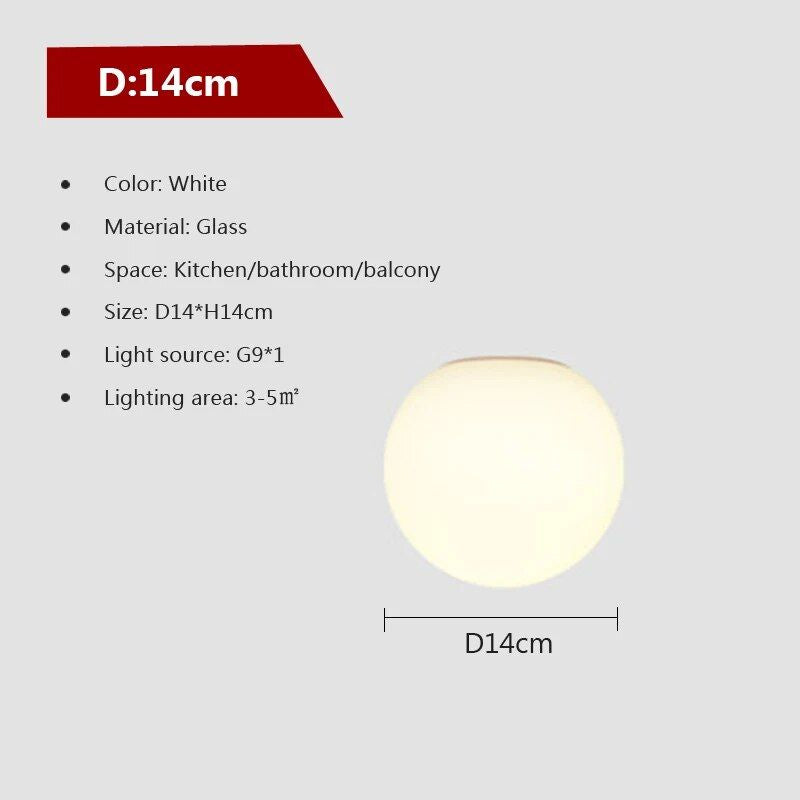 Minimalist Glass White Ball LED Ceiling Light