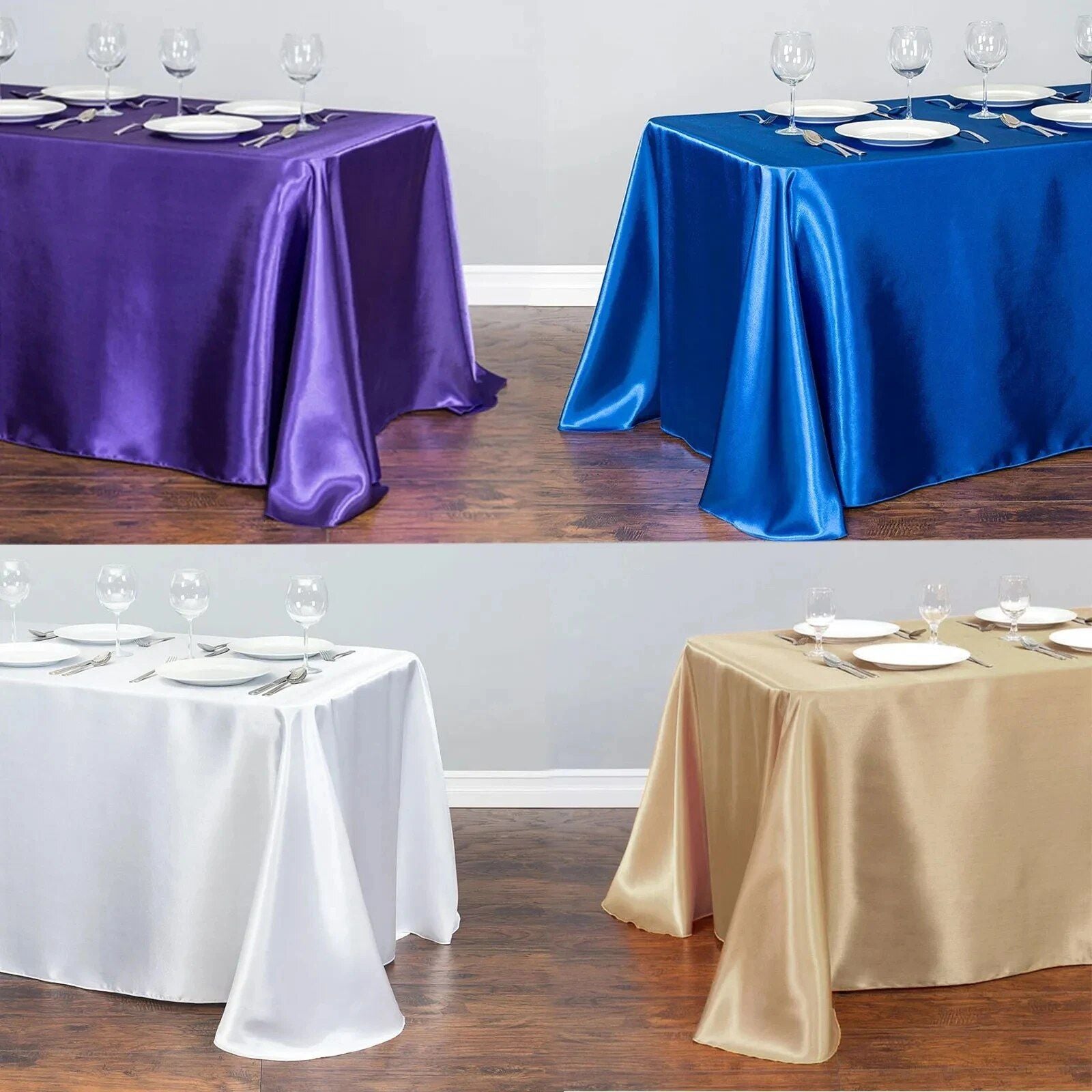 Elegant Solid Color Satin Tablecloth - Versatile for Weddings, Banquets, and Parties