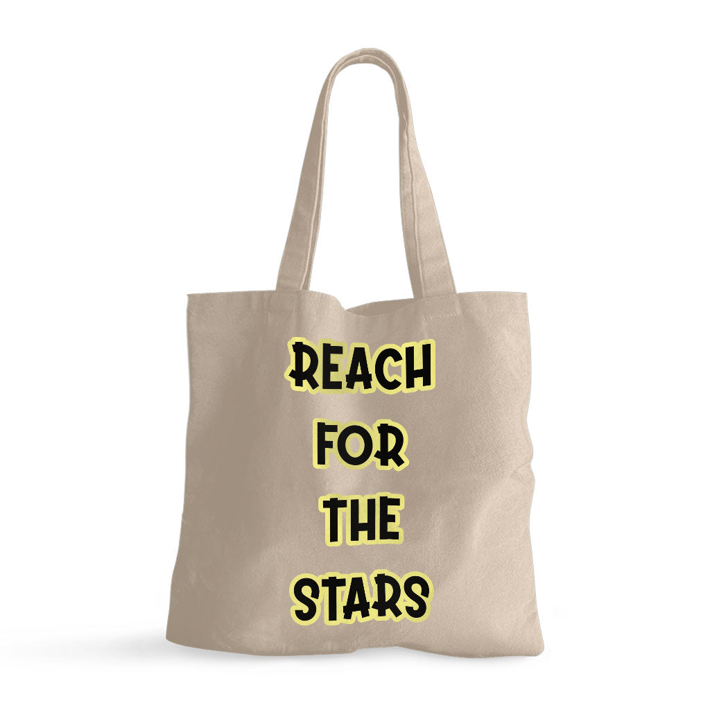 Reach for the Stars Small Tote Bag - Motivational Quote Shopping Bag - Cool Tote Bag