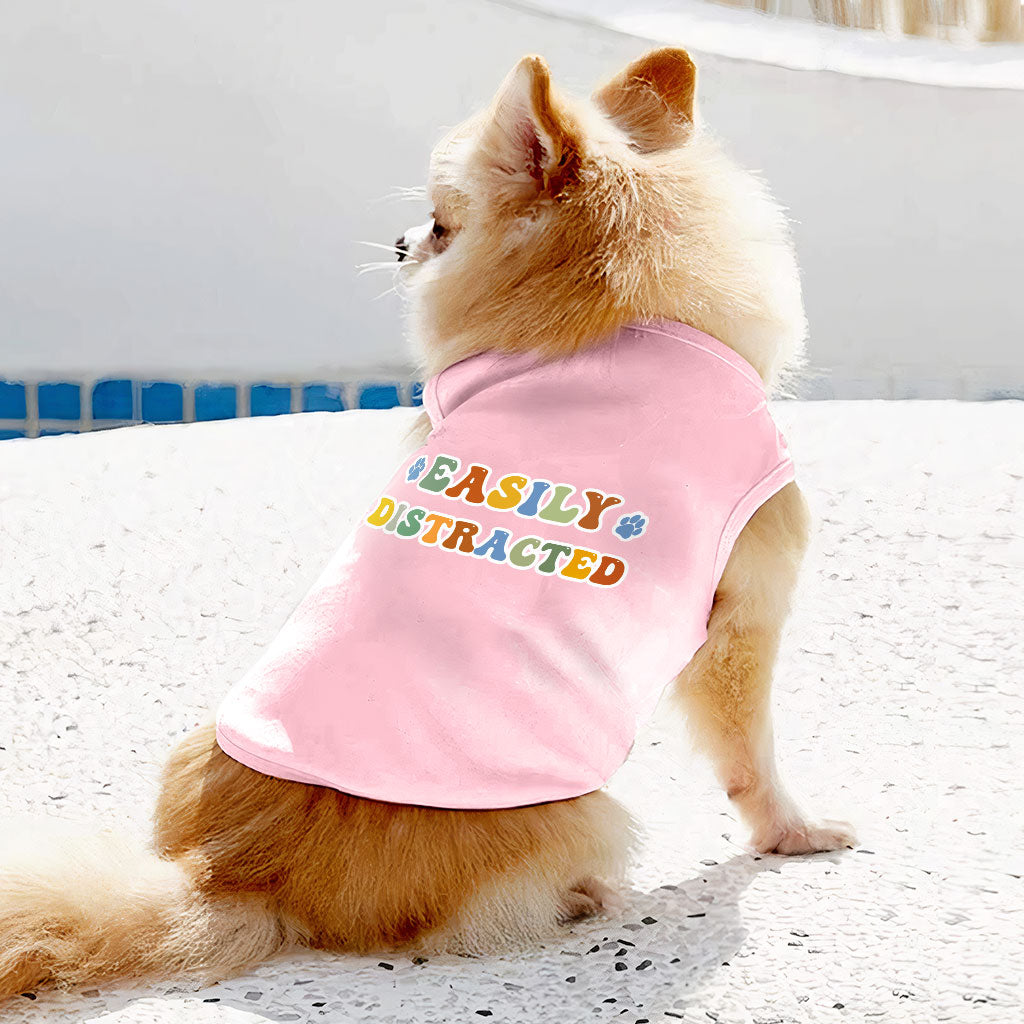 Easily Distracted Dog Sleeveless Shirt - Themed Dog Shirt - Colorful Dog Clothing