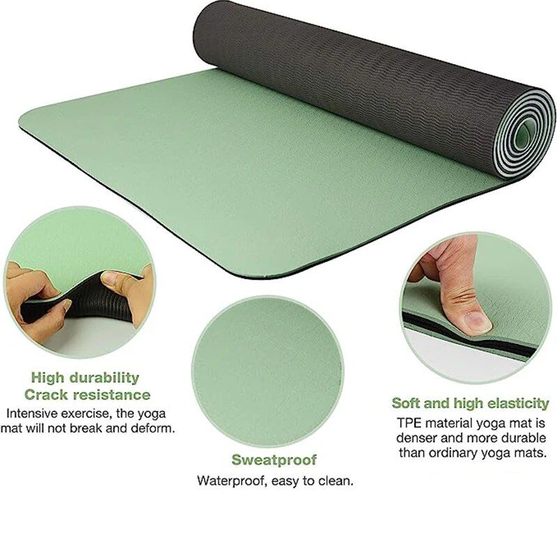 Premium Two-Tone TPE Yoga Mat: Non-Slip, Eco-Friendly, Extra Thick for Home Fitness