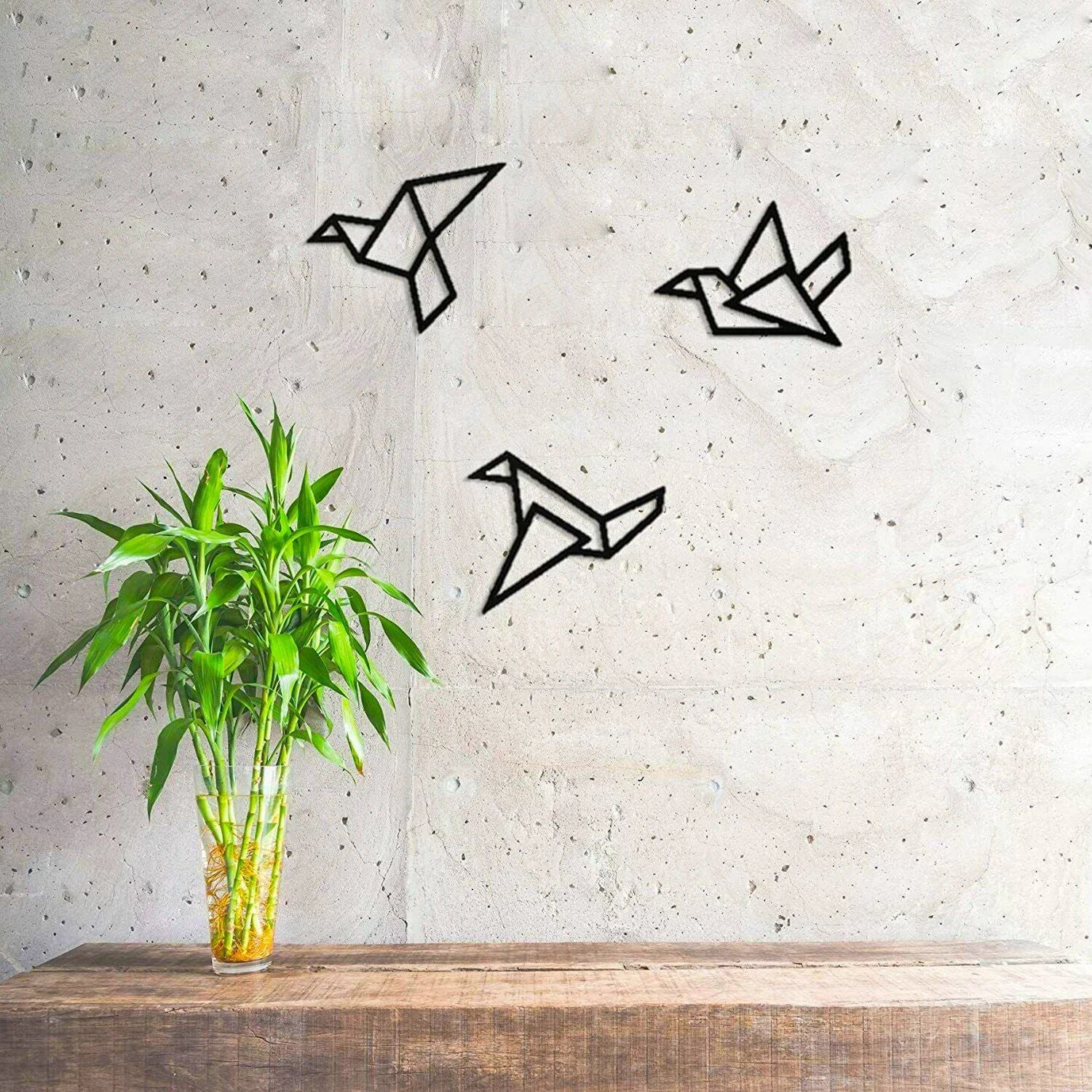 Geometric Origami Birds Metal Wall Art