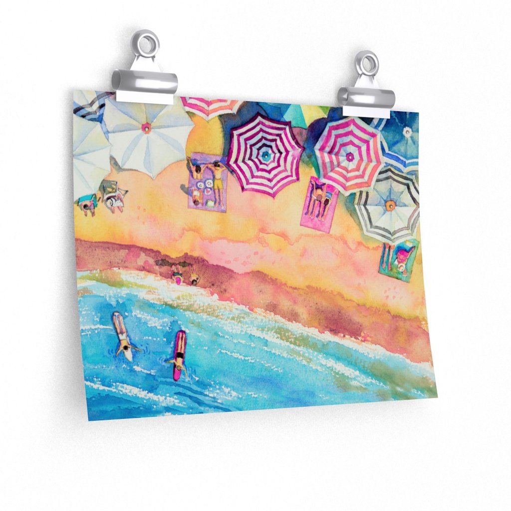 Colorful Day at the Beach Premium Matte horizontal posters | Yellow Pandora