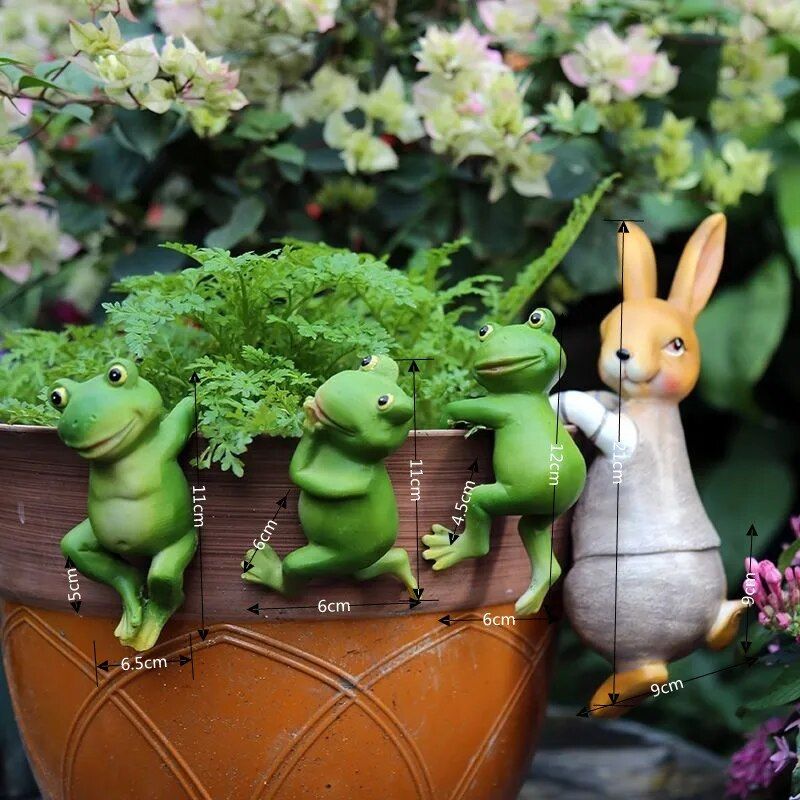 Charming Resin Frog Statue Plant Pot Hangers for Garden Decor