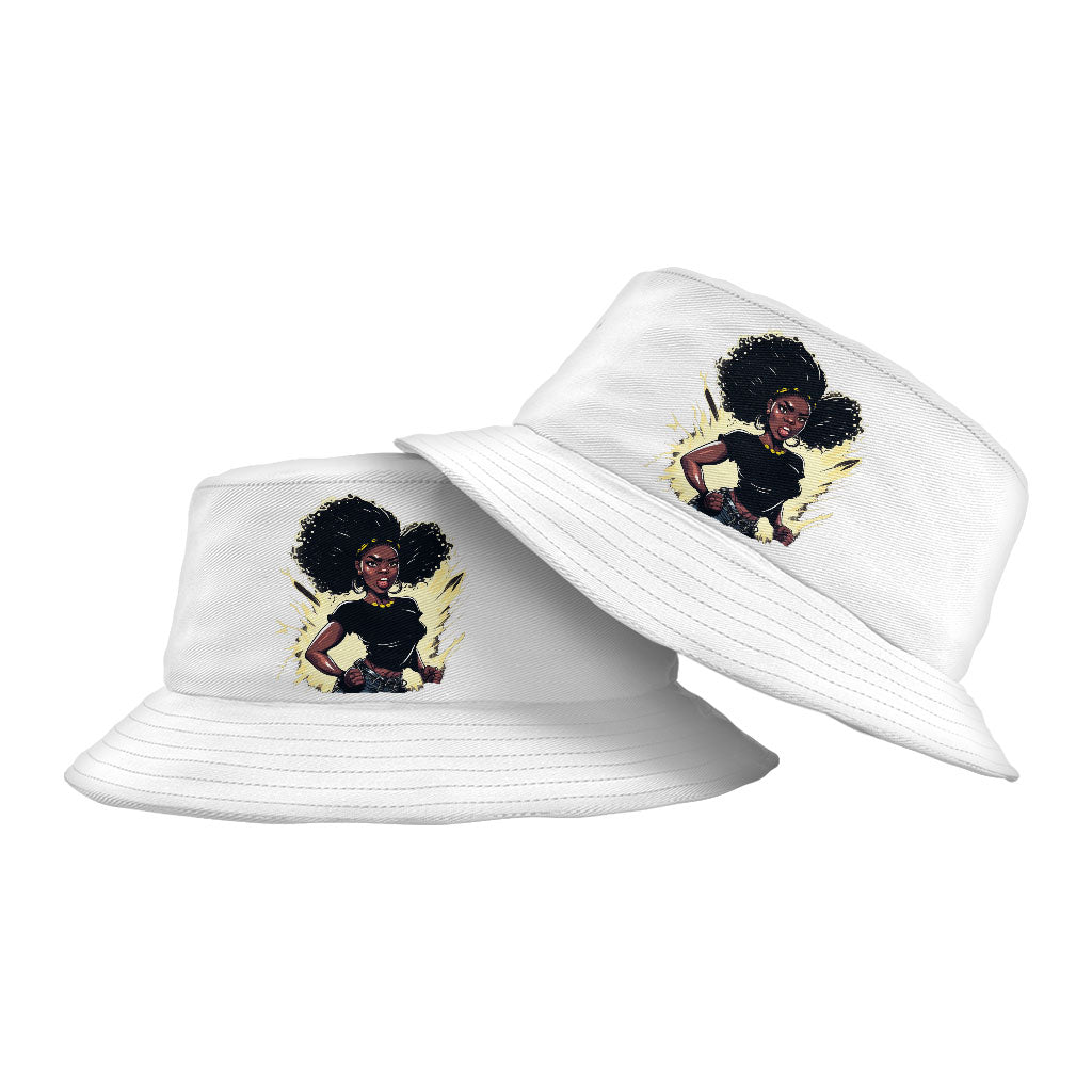 Black Girl Power Bucket Hat - Printed Hat - Cartoon Bucket Hat