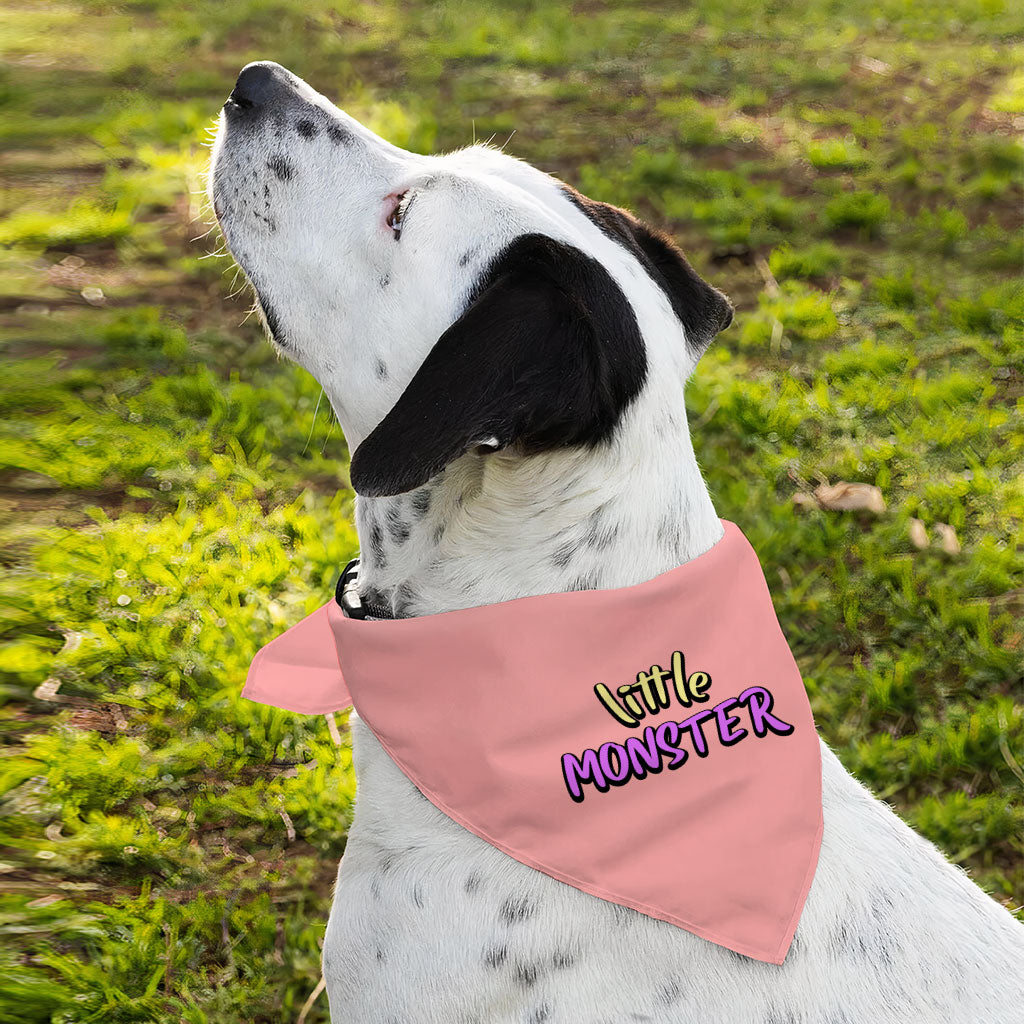 Little Monster Pet Bandana - Unique Dog Bandana - Word Print Pet Scarf