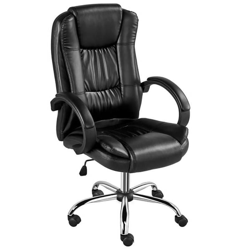 High-Back Ergonomic Swivel Office Chair - Adjustable, Faux Leather with Lumbar Support