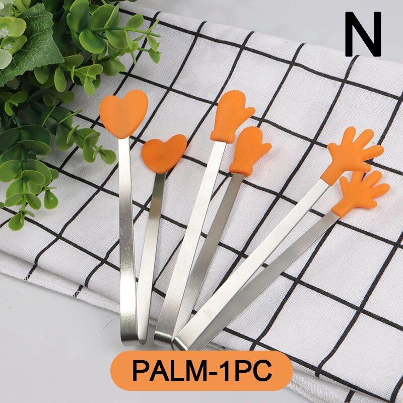 Creative Small Palm Heart Silicone Food Tongs