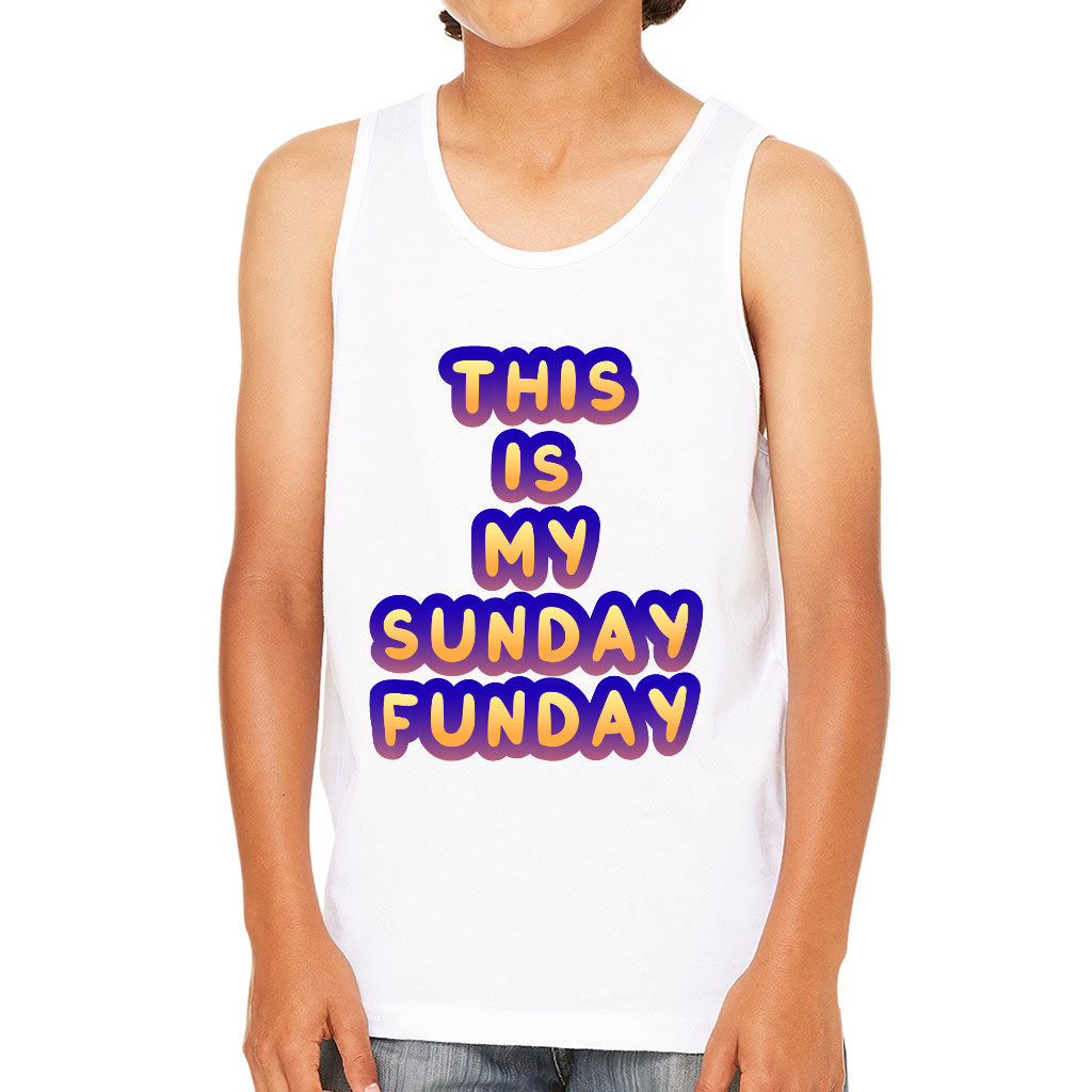 Sunday Funday Kids' Jersey Tank - Cute Design Sleeveless T-Shirt - Graphic Kids' Tank Top