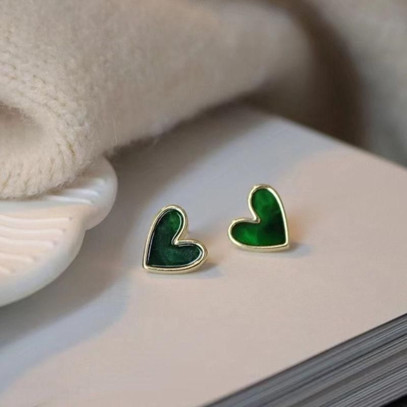 Trendy Heart Bling Zircon Stud Earrings