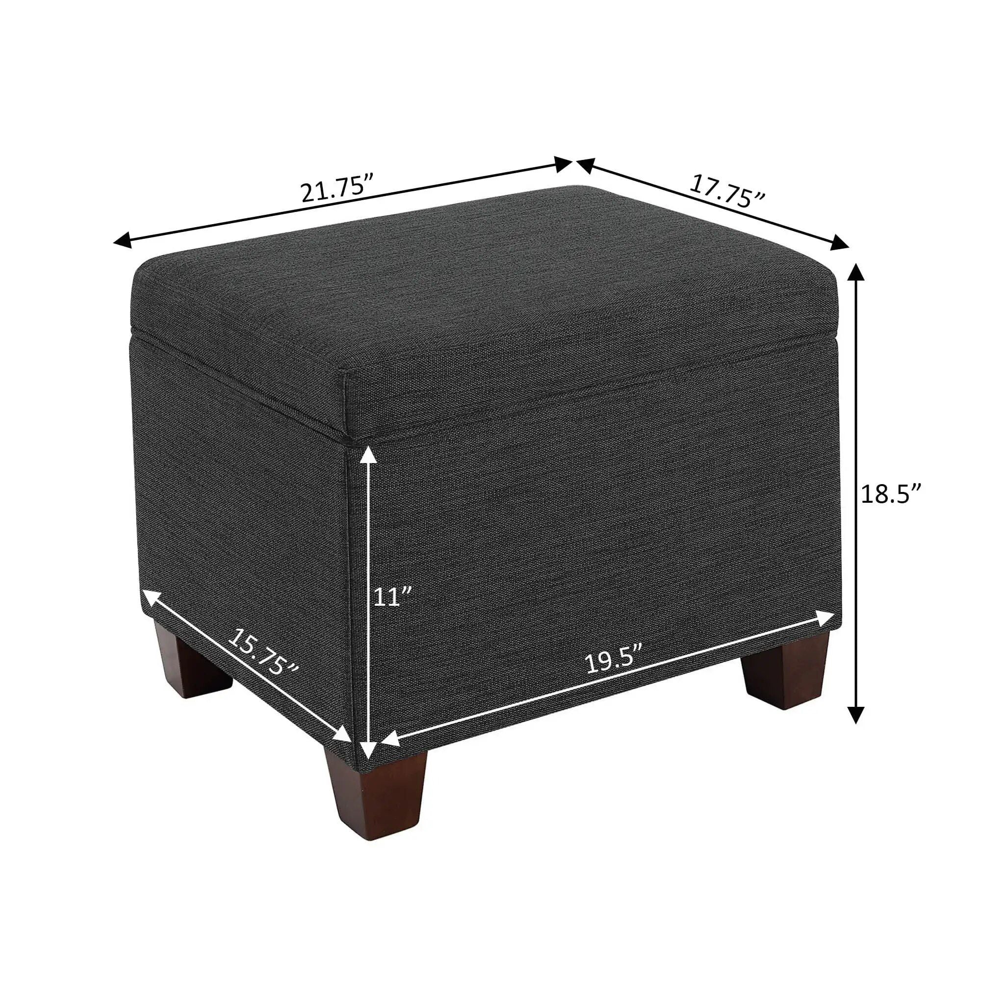 Madison Multi-Functional Storage Ottoman, Dark Charcoal Gray Fabric