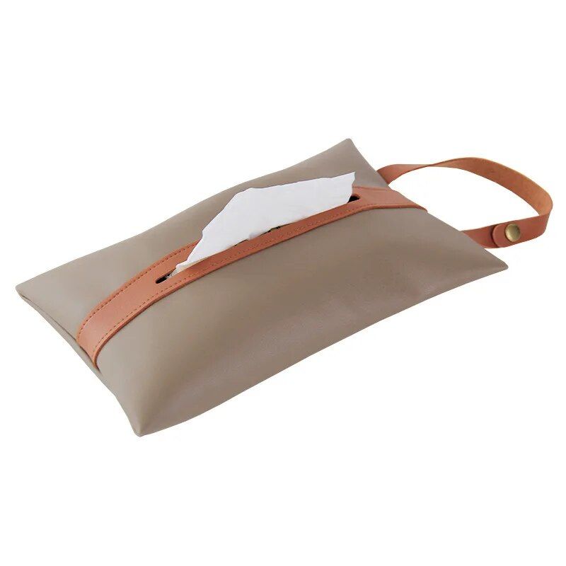 Elegant PU Leather Hanging Tissue Holder for Home and Car