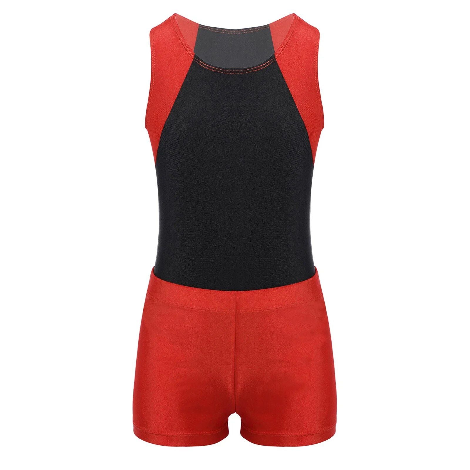 Boys Gymnastics Sleeveless Bodysuit & Shorts Set - Quick-Dry, Stretchy, Active Training Gear