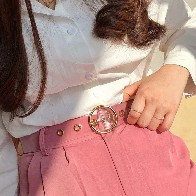 Chic Transparent PVC Women's Belt with Metal Buckle