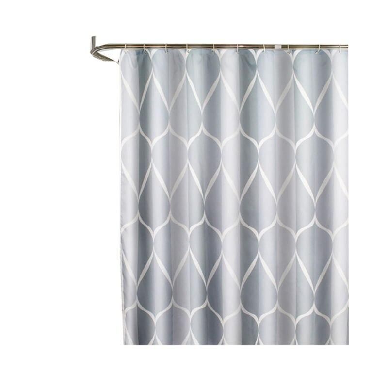 Modern Gradient Waterproof Shower Curtain with Metal Hooks