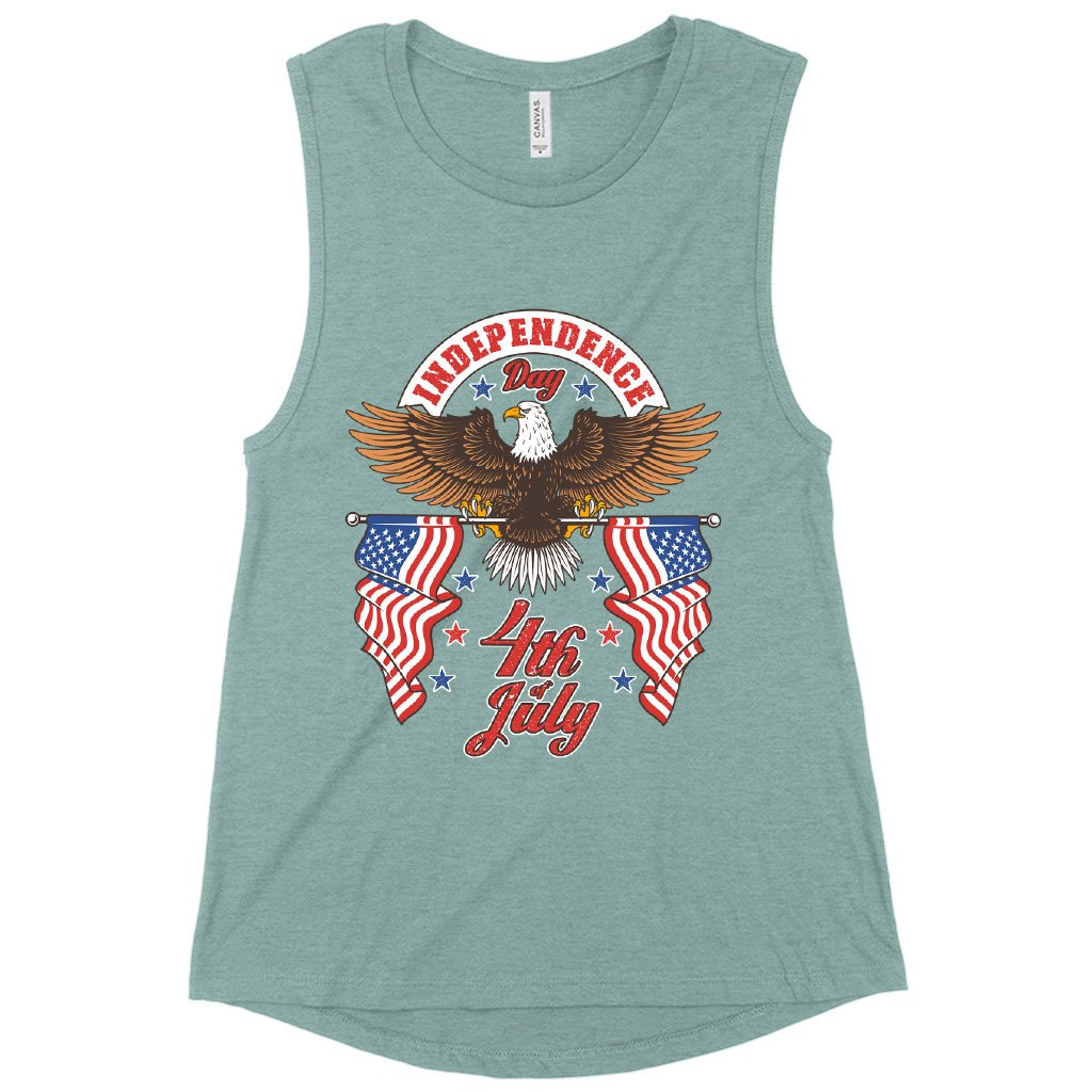 Women's Muscle Independence Day 4th of July Tank - Independence Day Tanks - Patriotic USA Tank