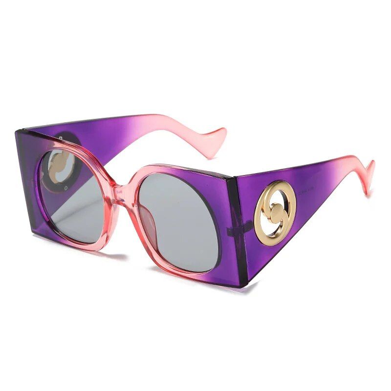 Chic Oversized Square Cat Eye Sunglasses - Women's Pink Gradient UV400 Shades