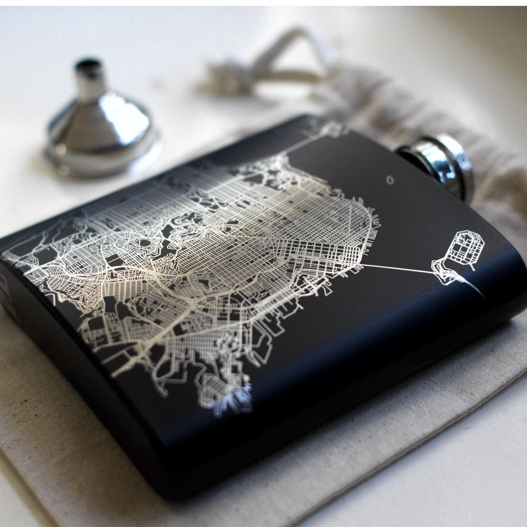 Big Island - Hawaii Engraved Topographic Map Hip Flask in Matte Black - Zomdo Marketplace | Zomdo.com