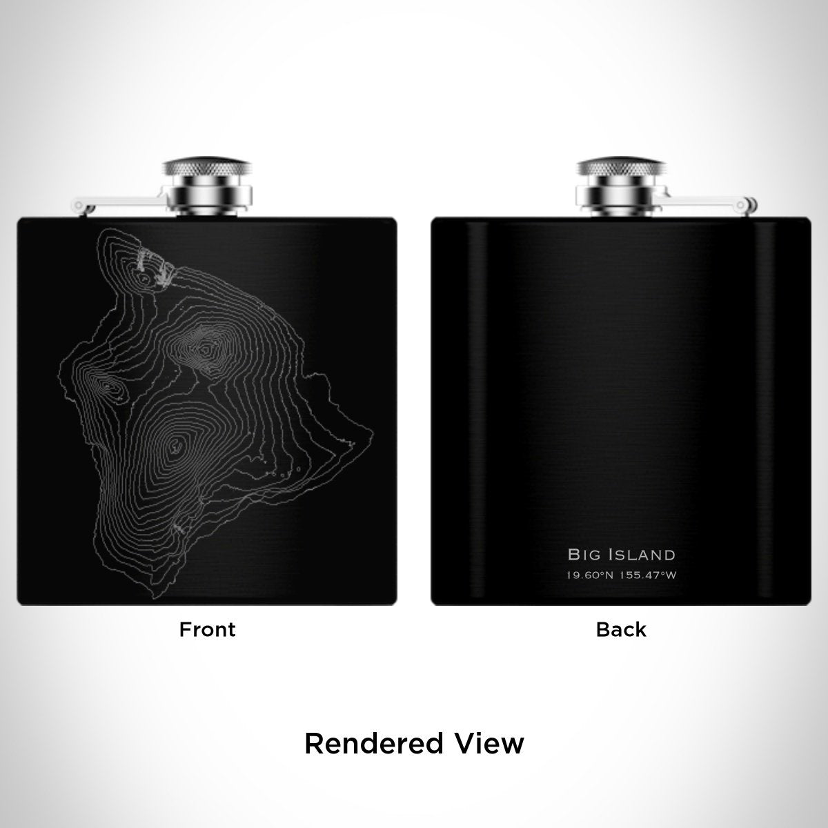 Big Island - Hawaii Engraved Topographic Map Hip Flask in Matte Black - Zomdo Marketplace | Zomdo.com