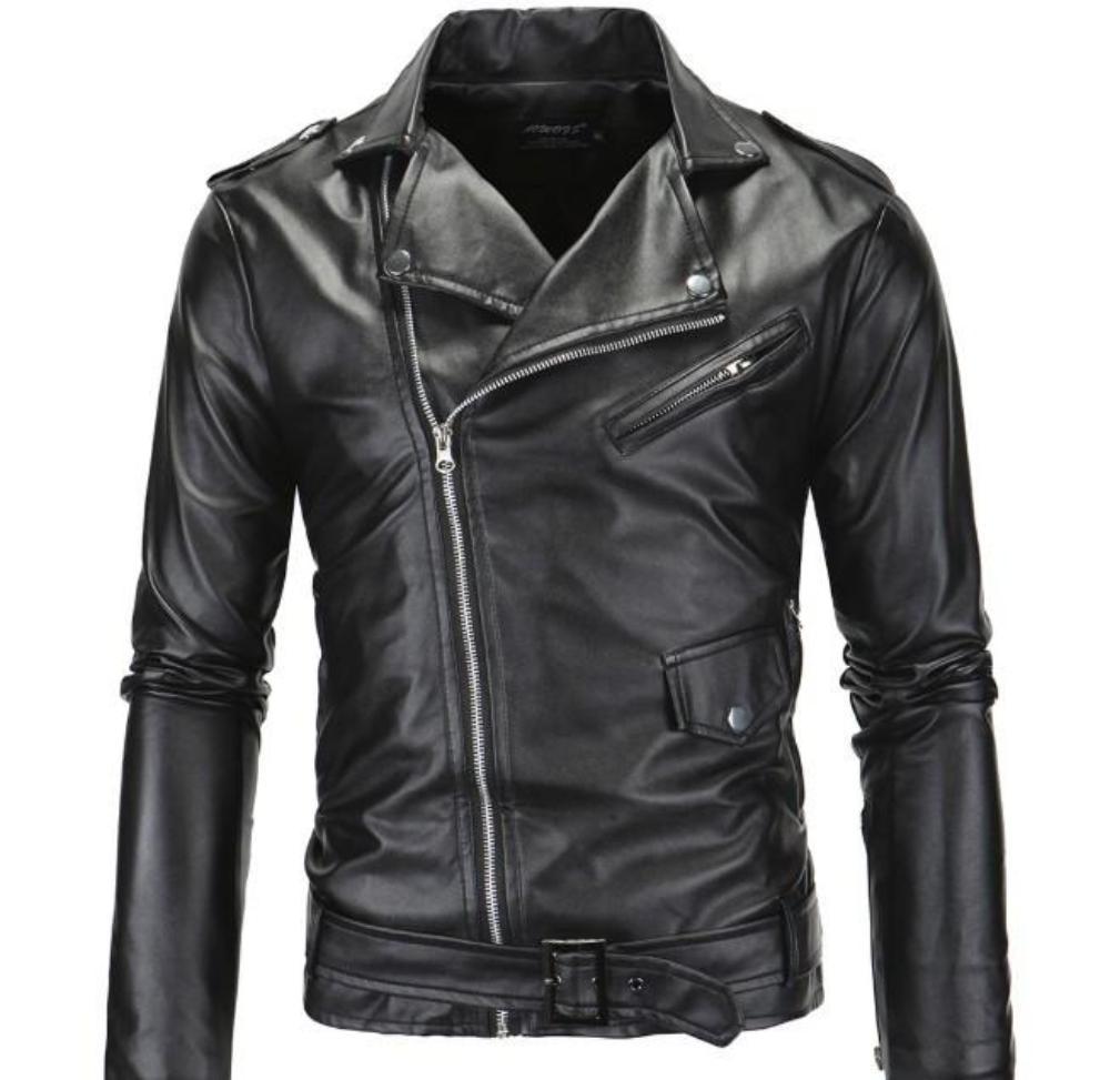 Ninja Stealth Black Mens Faux Leather Biker Jacket