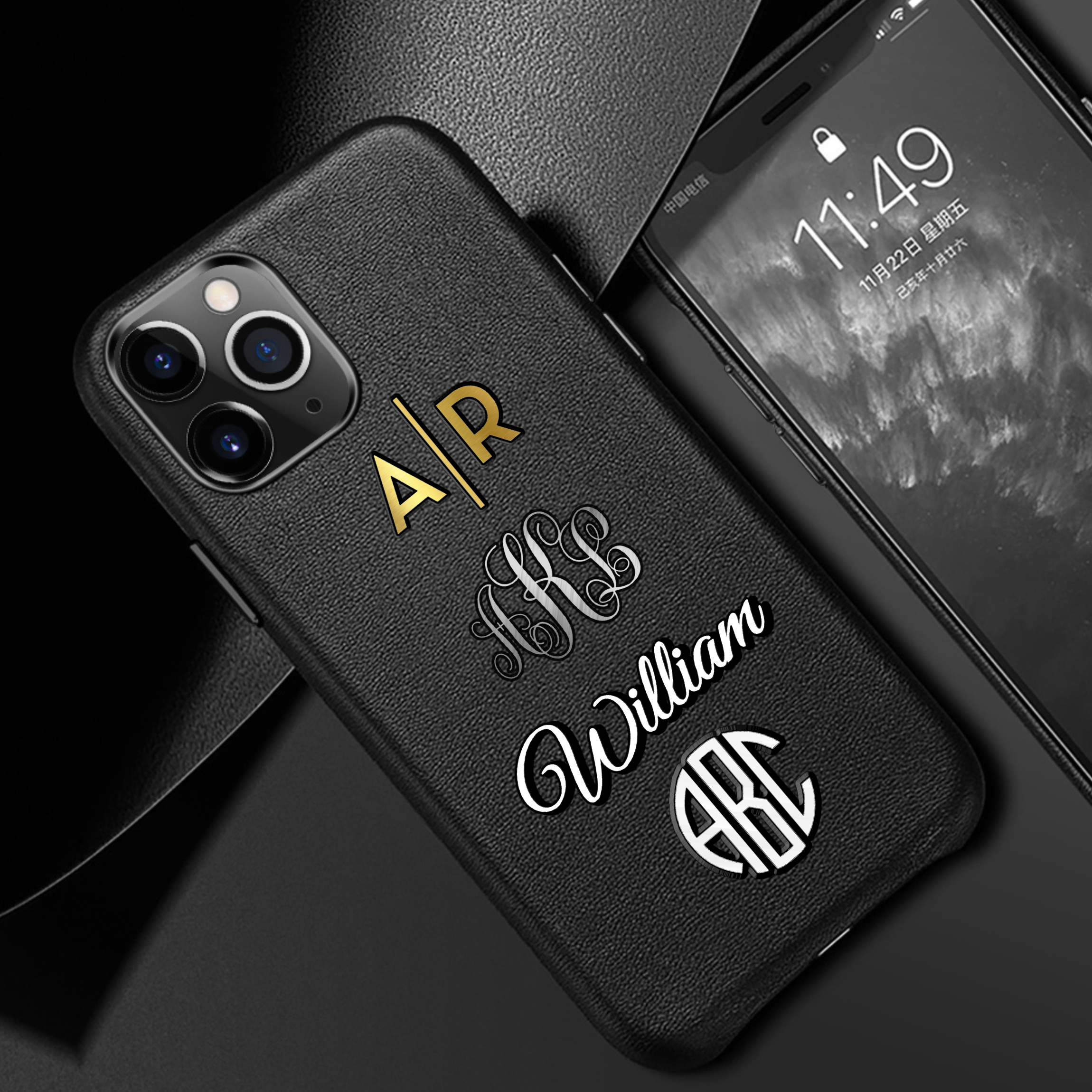 Custom Leather iPhone Case Black Cowhide Personalized | iPhone X Xs XR