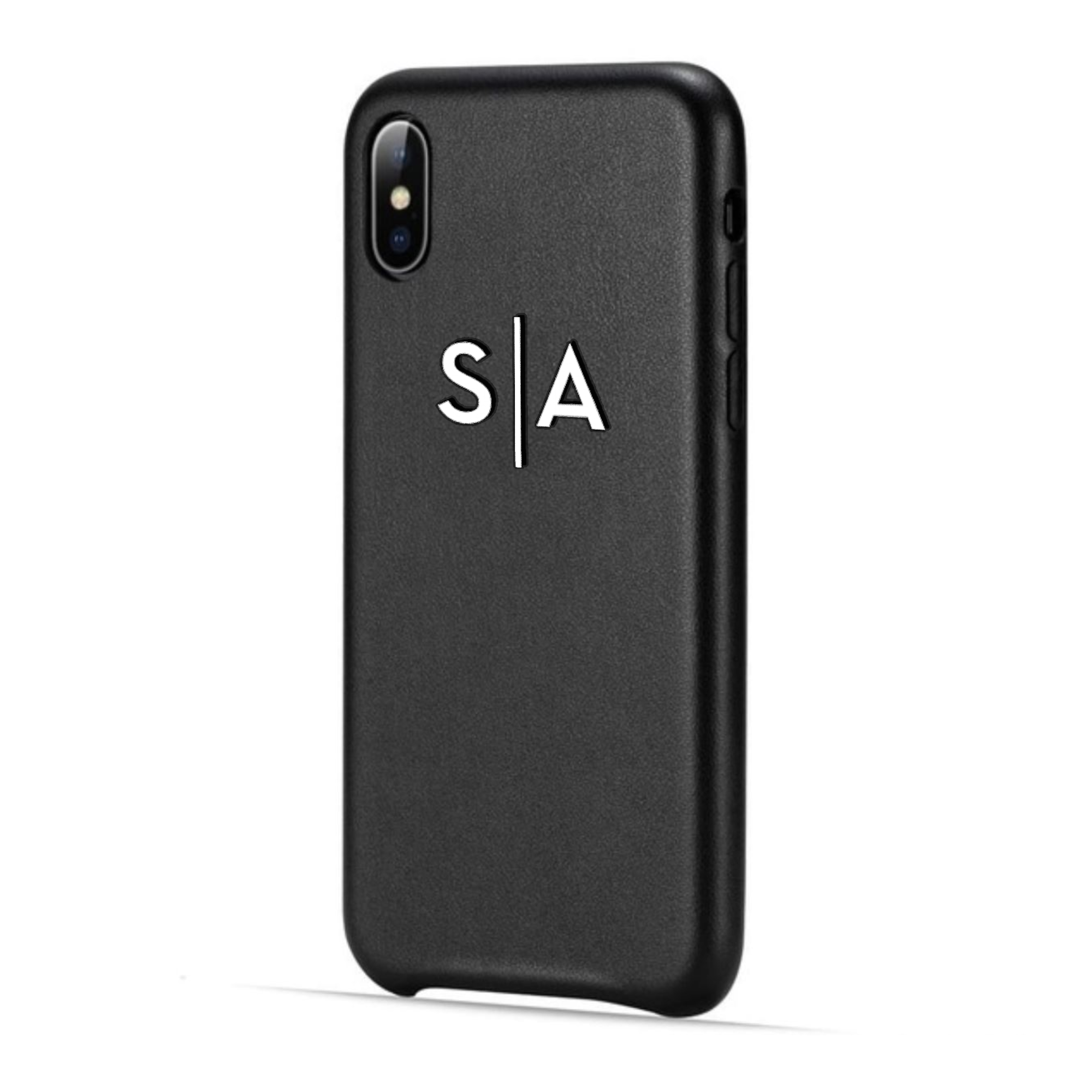 Custom Leather iPhone Case Black Cowhide Personalized | iPhone X Xs XR