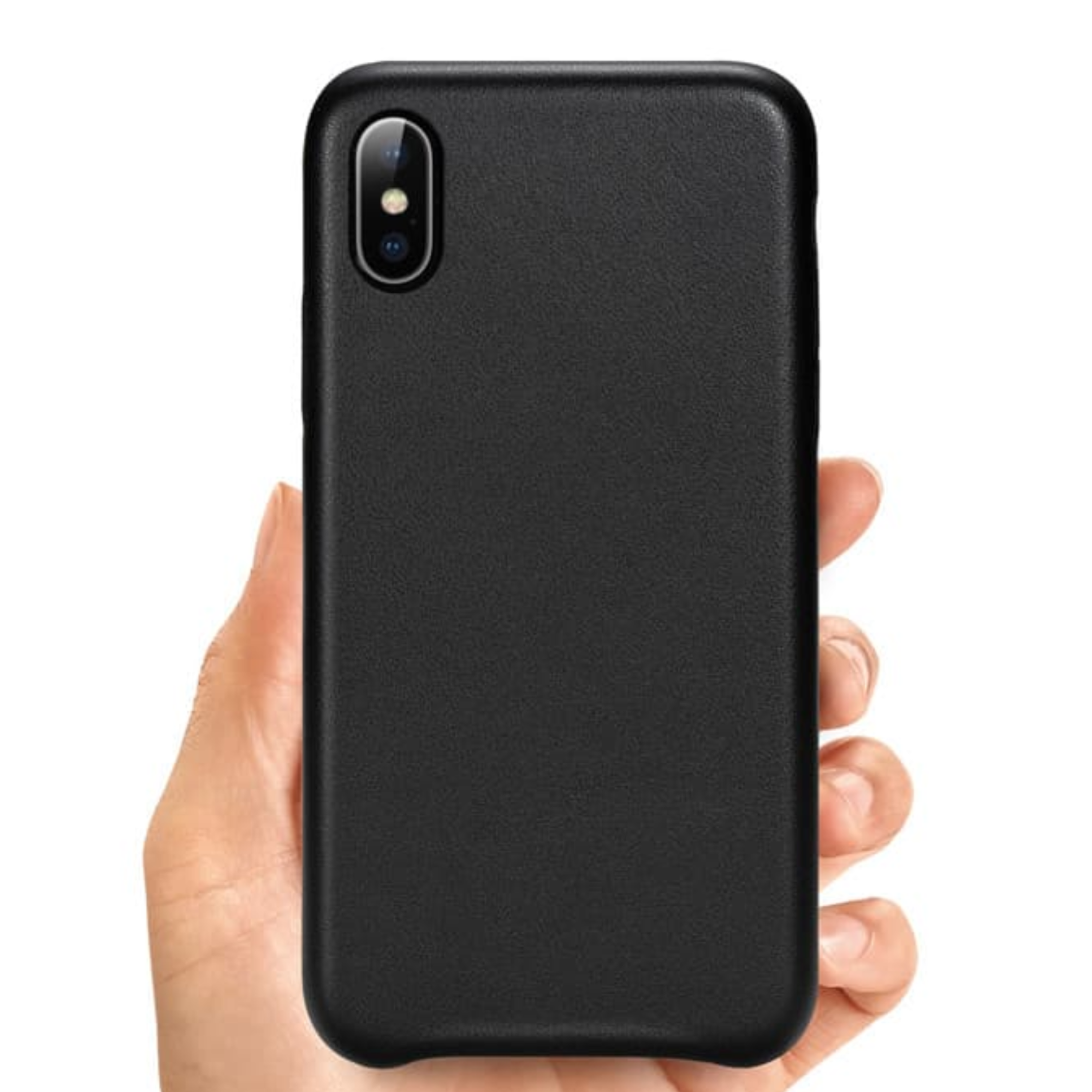 Custom Leather iPhone Case Black Cowhide Personalized | iPhone X Xs XR