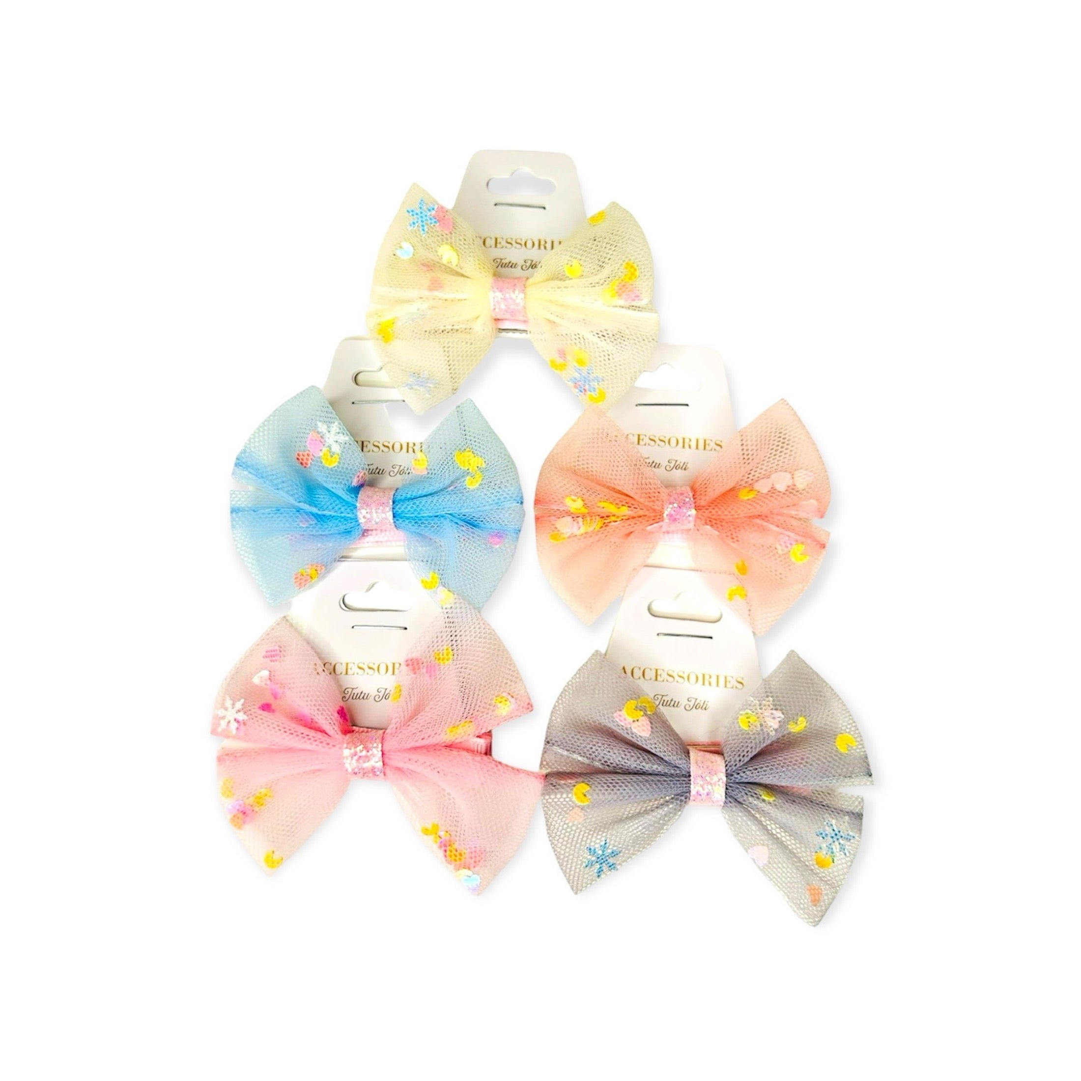 Hair Clip Bows For Girls | 2Inch Hair Clip Bow | Tulle Hair Bow For