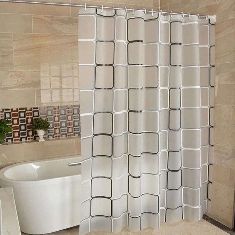 Modern Geometric Plaid Shower Curtain - Waterproof, Eco-Friendly, Japan Style